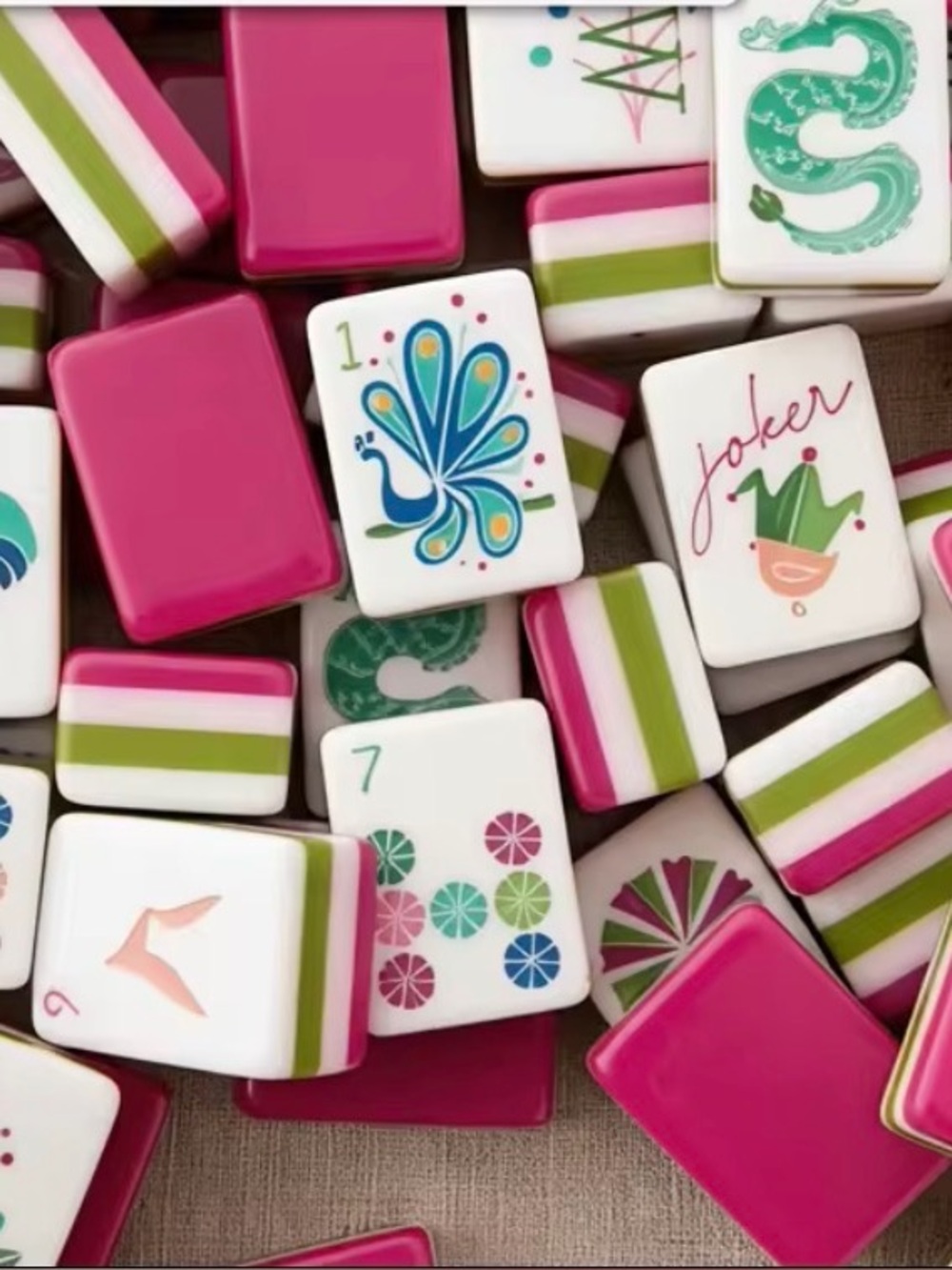 Pink and Green Mahjong Tiles